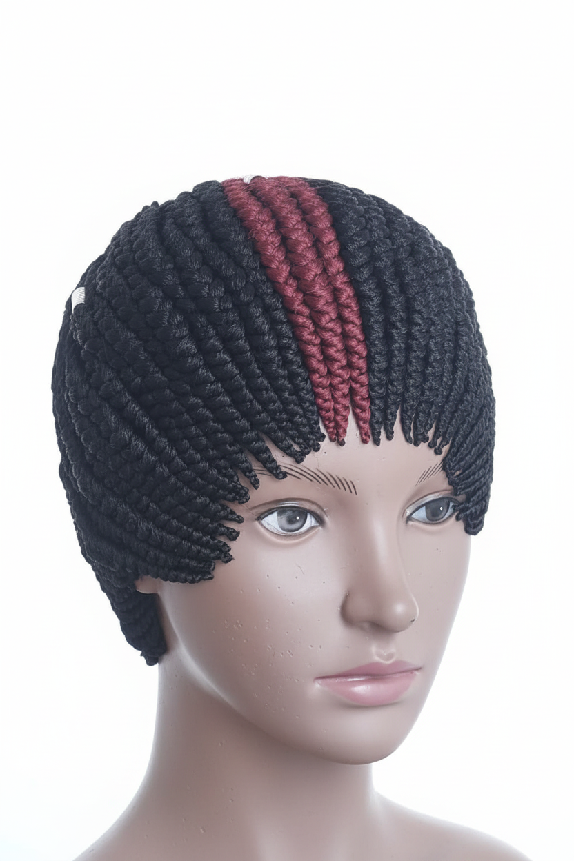 AYO – Cornrow Braided Wig Schwarz & Bordeaux