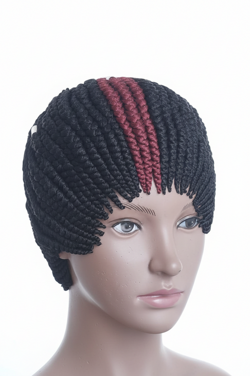 AYO – Cornrow Braided Wig Schwarz & Bordeaux