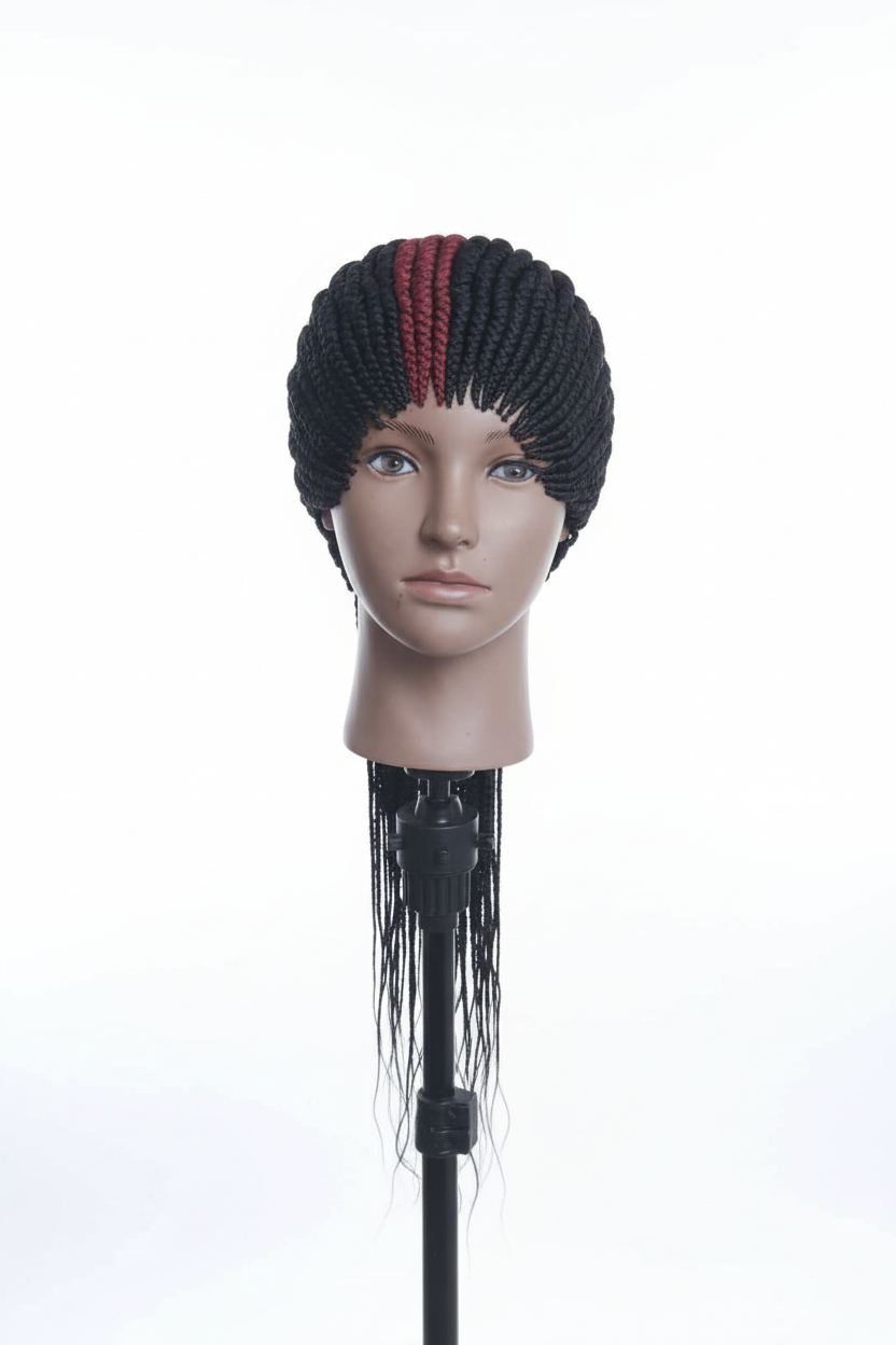 AYO – Cornrow Braided Wig Schwarz & Bordeaux