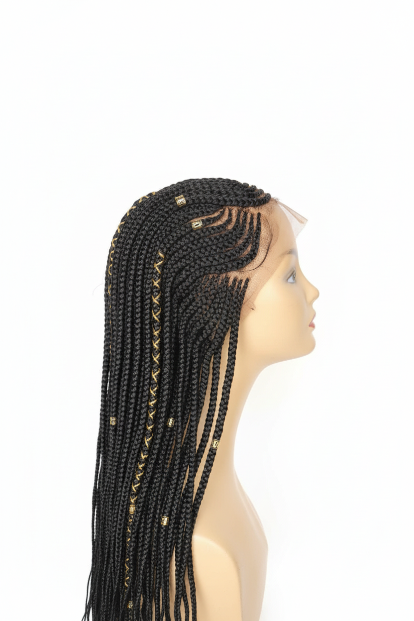 SADE Lace Frontal Braided Wig – Cornrow Perücke mit Baby Hair